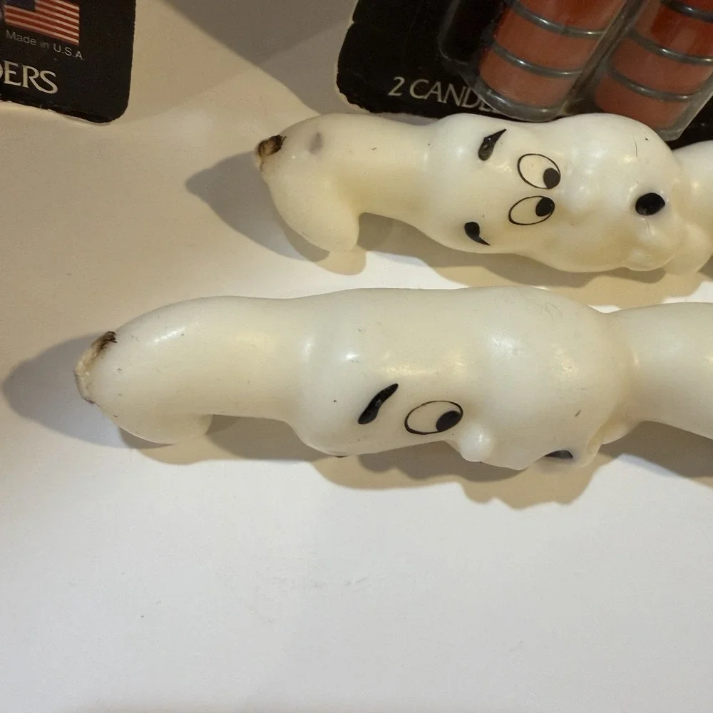 VTG Halloween Candles Ghost Black Cat Pumpkin Candle